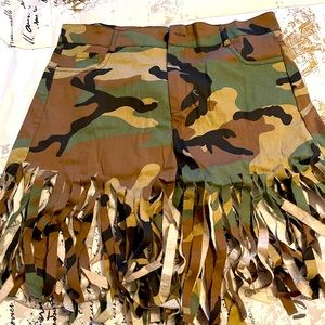 Camouflage Fringed Shorts